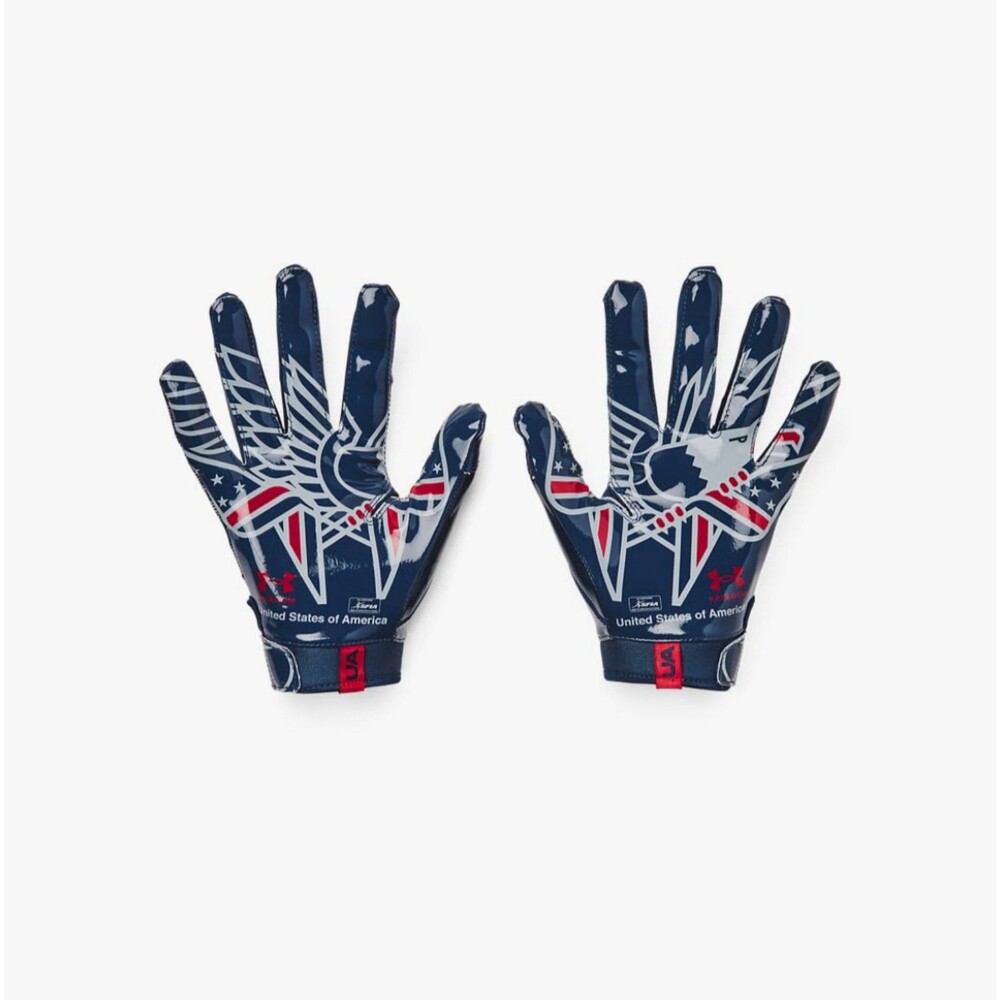 Men's Under Armour F8 Special Edition Football Gloves Blue Large